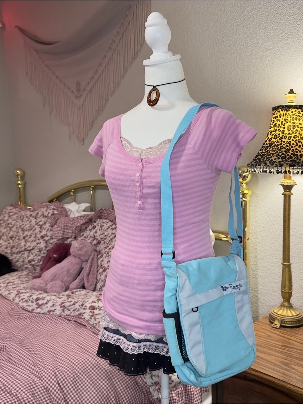 Y2K Freestyle Light Blue Crossbody Messenger Bag